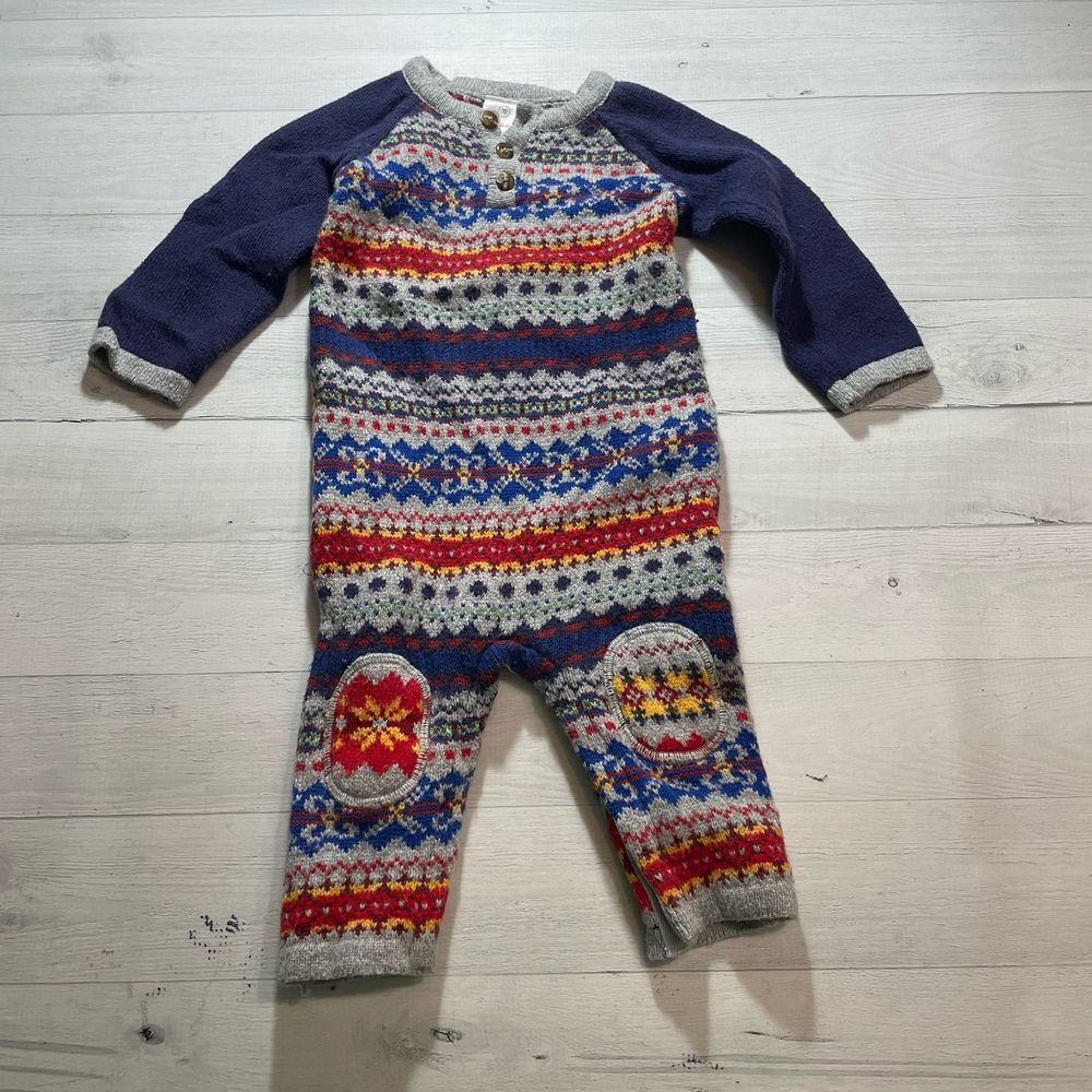 Hanna Andersson fair isle baby one piece romper 70 6-12 months